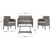 SAFAVIEH PAT7505A Collection Aboka Black and Beige 4-Piece Outdoor Living Patio Set(Grey/Grey)