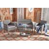 SAFAVIEH PAT7505A Collection Aboka Black and Beige 4-Piece Outdoor Living Patio Set(Grey/Grey)