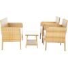 SAFAVIEH PAT7505A Collection Aboka Black and Beige 4-Piece Outdoor Living Patio Set(Natural/White)