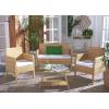 SAFAVIEH PAT7505A Collection Aboka Black and Beige 4-Piece Outdoor Living Patio Set(Natural/White)