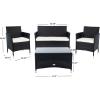 SAFAVIEH PAT7506B Collection Bandele Grey 4-Piece Outdoor Living Patio Set(Black / Beige)