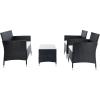 SAFAVIEH PAT7506B Collection Bandele Grey 4-Piece Outdoor Living Patio Set(Black / Beige)