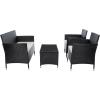 SAFAVIEH PAT7506B Collection Bandele Grey 4-Piece Outdoor Living Patio Set(Black/Light Grey)