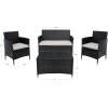 SAFAVIEH PAT7506B Collection Bandele Grey 4-Piece Outdoor Living Patio Set(Black/Light Grey)