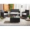 SAFAVIEH PAT7506B Collection Bandele Grey 4-Piece Outdoor Living Patio Set(Black/Light Grey)