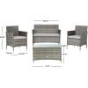 SAFAVIEH PAT7506B Collection Bandele Grey 4-Piece Outdoor Living Patio Set(Grey / Grey)