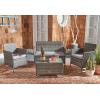 SAFAVIEH PAT7506B Collection Bandele Grey 4-Piece Outdoor Living Patio Set(Grey / Grey)