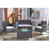 SAFAVIEH PAT7506B Collection Bandele Grey 4-Piece Outdoor Living Patio Set(Grey Brown / White)