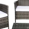 SAFAVIEH PAT7506B Collection Bandele Grey 4-Piece Outdoor Living Patio Set(Grey Brown / White)