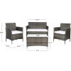 SAFAVIEH PAT7506B Collection Bandele Grey 4-Piece Outdoor Living Patio Set(Grey Brown / White)