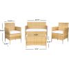 SAFAVIEH PAT7506B Collection Bandele Grey 4-Piece Outdoor Living Patio Set(Natural / White)