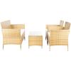SAFAVIEH PAT7506B Collection Bandele Grey 4-Piece Outdoor Living Patio Set(Natural / White)