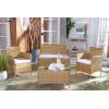 SAFAVIEH PAT7506B Collection Bandele Grey 4-Piece Outdoor Living Patio Set(Natural / White)