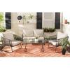 SAFAVIEH PAT9003A Collection Benjin Grey 4 Piece Living Outdoor Set(Brown / Beige)