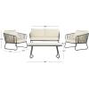 SAFAVIEH PAT9003A Collection Benjin Grey 4 Piece Living Outdoor Set(Brown / White)
