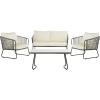 SAFAVIEH PAT9003A Collection Benjin Grey 4 Piece Living Outdoor Set(Brown / White)