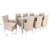 Safavieh Outdoor Collection Hailee Black Wicker and White Cushion 9-Piece Dining Set(Beige / White)