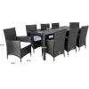 Safavieh Outdoor Collection Hailee Black Wicker and White Cushion 9-Piece Dining Set(Black / White)