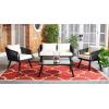 Safavieh Outdoor Collection Kerson Rope Cushion 4-Piece Patio Backyard Living Set PAT7519A, Grey/Beige(Black / Beige)