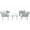 Safavieh Outdoor Collection Kerson Rope Cushion 4-Piece Patio Backyard Living Set PAT7519A, Grey/Beige(Grey / Beige)