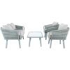 Safavieh Outdoor Collection Kerson Rope Cushion 4-Piece Patio Backyard Living Set PAT7519A, Grey/Beige(Grey / Grey)
