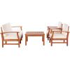 Safavieh Outdoor Collection Parcer Natural and Navy 4-Piece Patio Set(Natural / Beige)