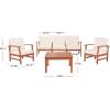 Safavieh Outdoor Collection Parcer Natural and Navy 4-Piece Patio Set(Natural / Beige)