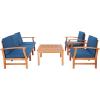 Safavieh Outdoor Collection Parcer Natural and Navy 4-Piece Patio Set(Natural / Navy)