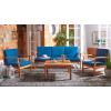 Safavieh Outdoor Collection Parcer Natural and Navy 4-Piece Patio Set(Natural / Navy)