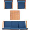 Safavieh Outdoor Collection Parcer Natural and Navy 4-Piece Patio Set(Natural / Navy)