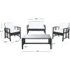 Safavieh Outdoor Collection Reslor Wicker Cushion 4-Piece Living Set PAT7713D, Natural/White(Black / White)
