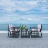 Safavieh Outdoor Collection Reslor Wicker Cushion 4-Piece Living Set PAT7713D, Natural/White(Black / White)