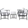 Safavieh Outdoor Collection Reslor Wicker Cushion 4-Piece Living Set PAT7713D, Natural/White(Black / White)