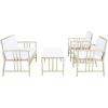 Safavieh Outdoor Collection Reslor Wicker Cushion 4-Piece Living Set PAT7713D, Natural/White(Grey / White)