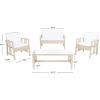 Safavieh Outdoor Collection Reslor Wicker Cushion 4-Piece Living Set PAT7713D, Natural/White(Grey / White)