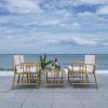 Safavieh Outdoor Collection Reslor Wicker Cushion 4-Piece Living Set PAT7713D, Natural/White(Natural / White)