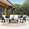 Safavieh Outdoor Collection Torsla Wicker Cushion 4-Piece Rope Patio Backyard Living Set PAT7520C, Grey/Grey(Black / Beige)