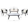 Safavieh Outdoor Collection Torsla Wicker Cushion 4-Piece Rope Patio Backyard Living Set PAT7520C, Grey/Grey(Black / Beige)
