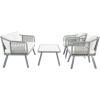 Safavieh Outdoor Collection Torsla Wicker Cushion 4-Piece Rope Patio Backyard Living Set PAT7520C, Grey/Grey(Grey / Beige)