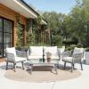 Safavieh Outdoor Collection Torsla Wicker Cushion 4-Piece Rope Patio Backyard Living Set PAT7520C, Grey/Grey(Grey / Beige)