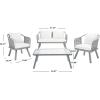 Safavieh Outdoor Collection Torsla Wicker Cushion 4-Piece Rope Patio Backyard Living Set PAT7520C, Grey/Grey(Grey / Beige)