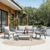 Safavieh Outdoor Collection Torsla Wicker Cushion 4-Piece Rope Patio Backyard Living Set PAT7520C, Grey/Grey(Grey / Grey)