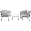 Safavieh Outdoor Collection Torsla Wicker Cushion 4-Piece Rope Patio Backyard Living Set PAT7520C, Grey/Grey(Grey / Grey)