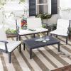 Safavieh Outdoor Living Collection Bradbury 4-Piece Outdoor Living Set, Natural/Beige, Chair: 25.6″ x 24.8″ x 31.9″ Bench: 48.4″ x 24.8″(Dark Slate Gray / Beige)