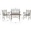 Safavieh PAT5000C Collection Leah Victorian Antique Blue 4-Piece Patio Outdoor Set(Rustic Brown)