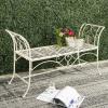 Safavieh PAT5016A Collection Arona Antique White Wrought Iron 51″ Outdoor Garden Bench(Distressed White)