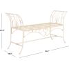 Safavieh PAT5016A Collection Arona Antique White Wrought Iron 51″ Outdoor Garden Bench(Distressed White)