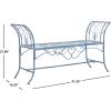 Safavieh PAT5016A Collection Arona Antique White Wrought Iron 51″ Outdoor Garden Bench(Mossy Blue)