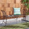 Safavieh PAT5016A Collection Arona Antique White Wrought Iron 51″ Outdoor Garden Bench(Rustic Brown)