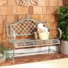 Safavieh PAT5017A Collection Adina Antique White Wrought Iron 51.25″ Outdoor Garden Bench(Antique Dark Green)